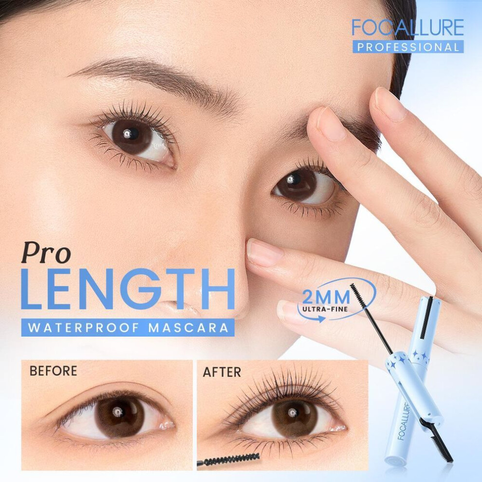 (as The picture) Focallure Ultra-fine 3D Fiber Black Mascara Waterproof Long-lasting Pro-length Eyelashes Eyebrow Enchancer Makeup Cosmetics