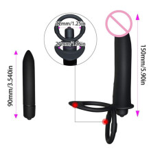 (black) Double Penetration Vibrator Sex Toys Strapon Dildo Vibrator Strap On Analplug for Man Adult Sex Toys
