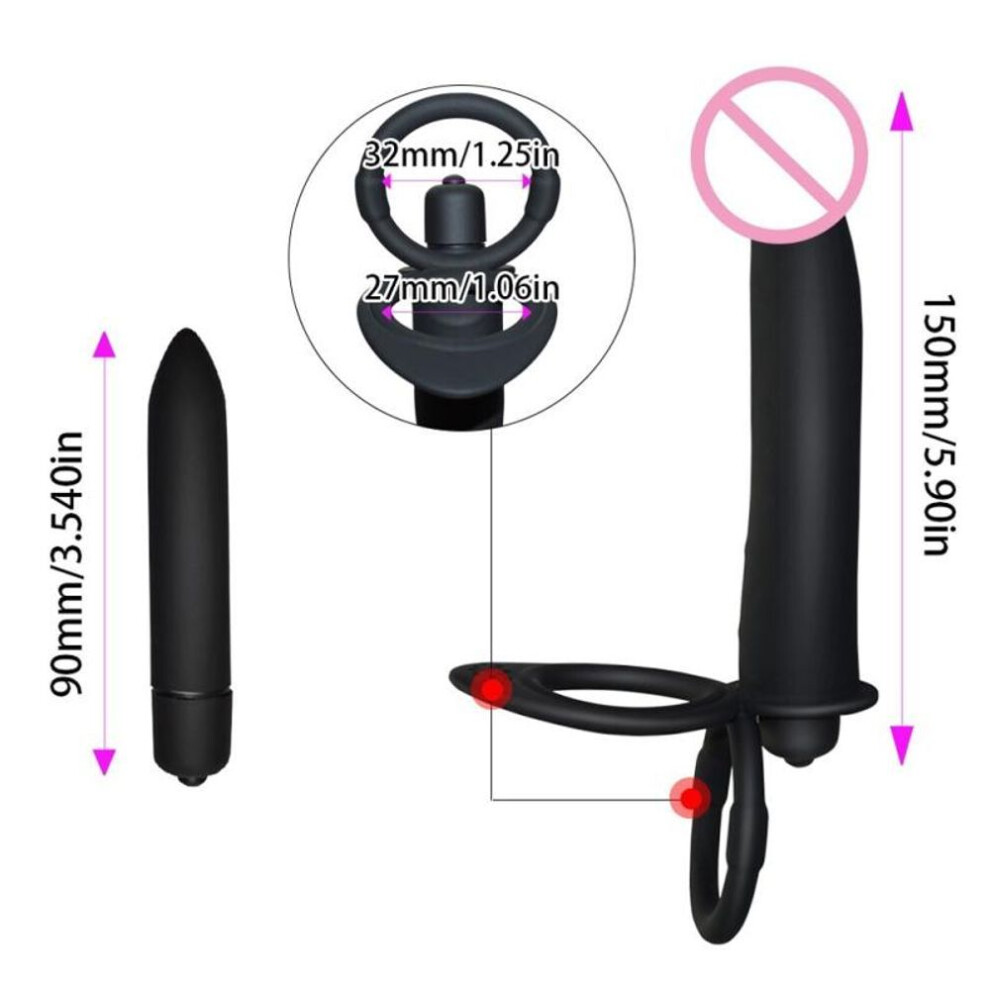 (black) Double Penetration Vibrator Sex Toys Strapon Dildo Vibrator Strap On Analplug For Man Adult Sex Toys