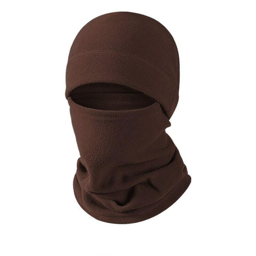 (coffee) Winter Coral Fleece Balaclava Men Hat Neck Warmer Beanies Thermal Head Cover Outdoor Sports Scarf Ski Caps