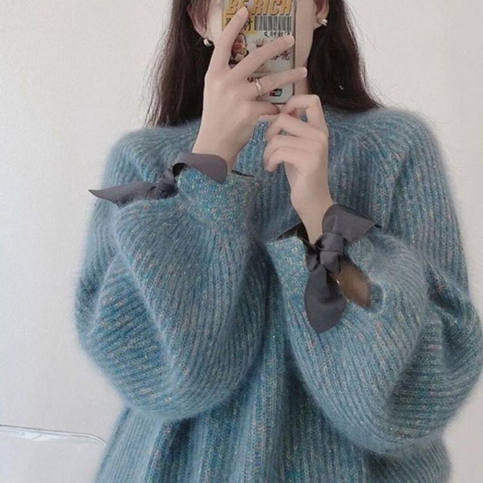 (One Size, blue) Pullover Sweater For Women Autumn And Winter Outerwear Design Sense Laziness Spring And Autumn Knitwear Female Tops