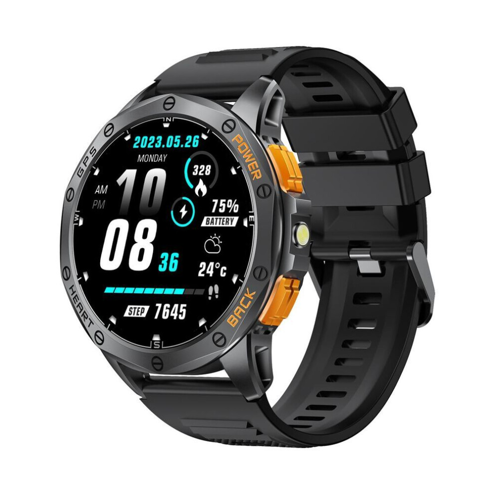 (black) Mevaden 1.5 Inch Amoled Screen Men&apos;s Bluetooth Call Smart Watch Sports Compass Gps Fitness Tracker Heart Monitor Smartwatch For Android Ios