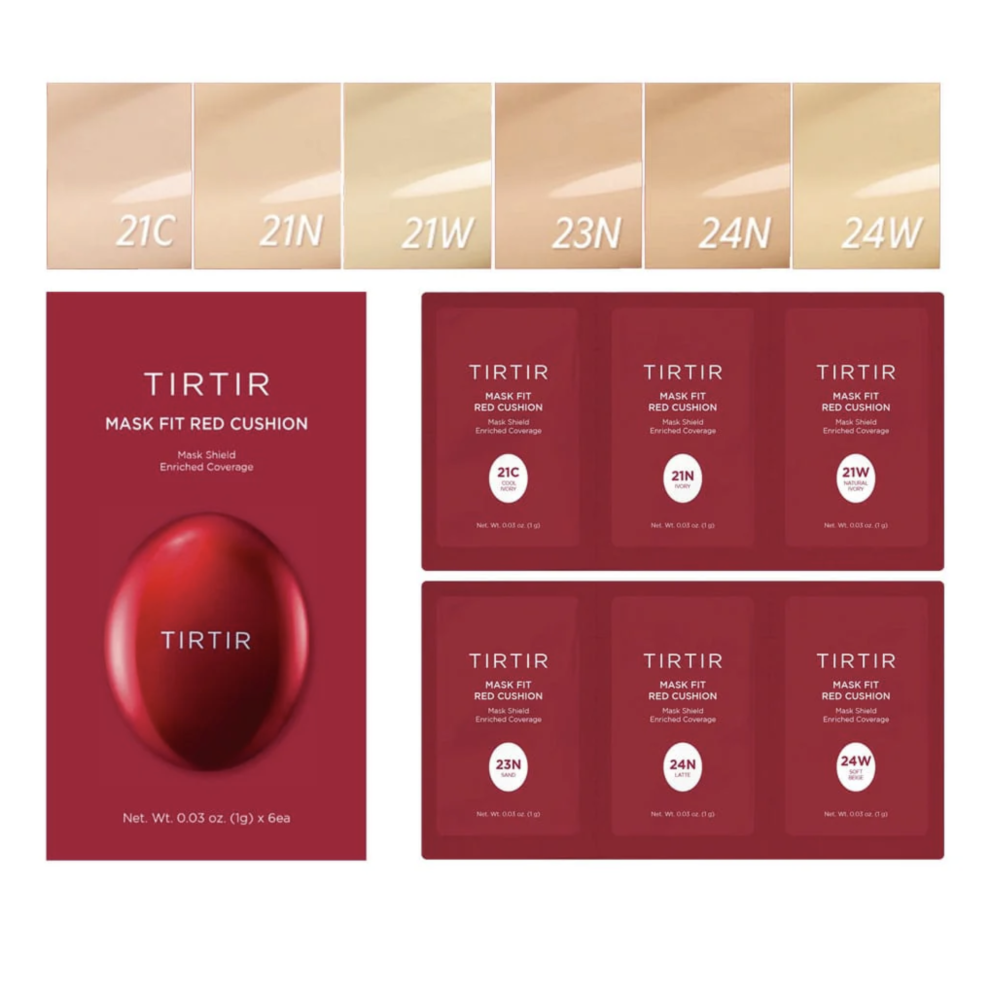 (Light Medium 21C .21N.21W.23N .24N .24W) TIRTIR _ Mask Fit Red Cushion 6 Shade Trial Kit