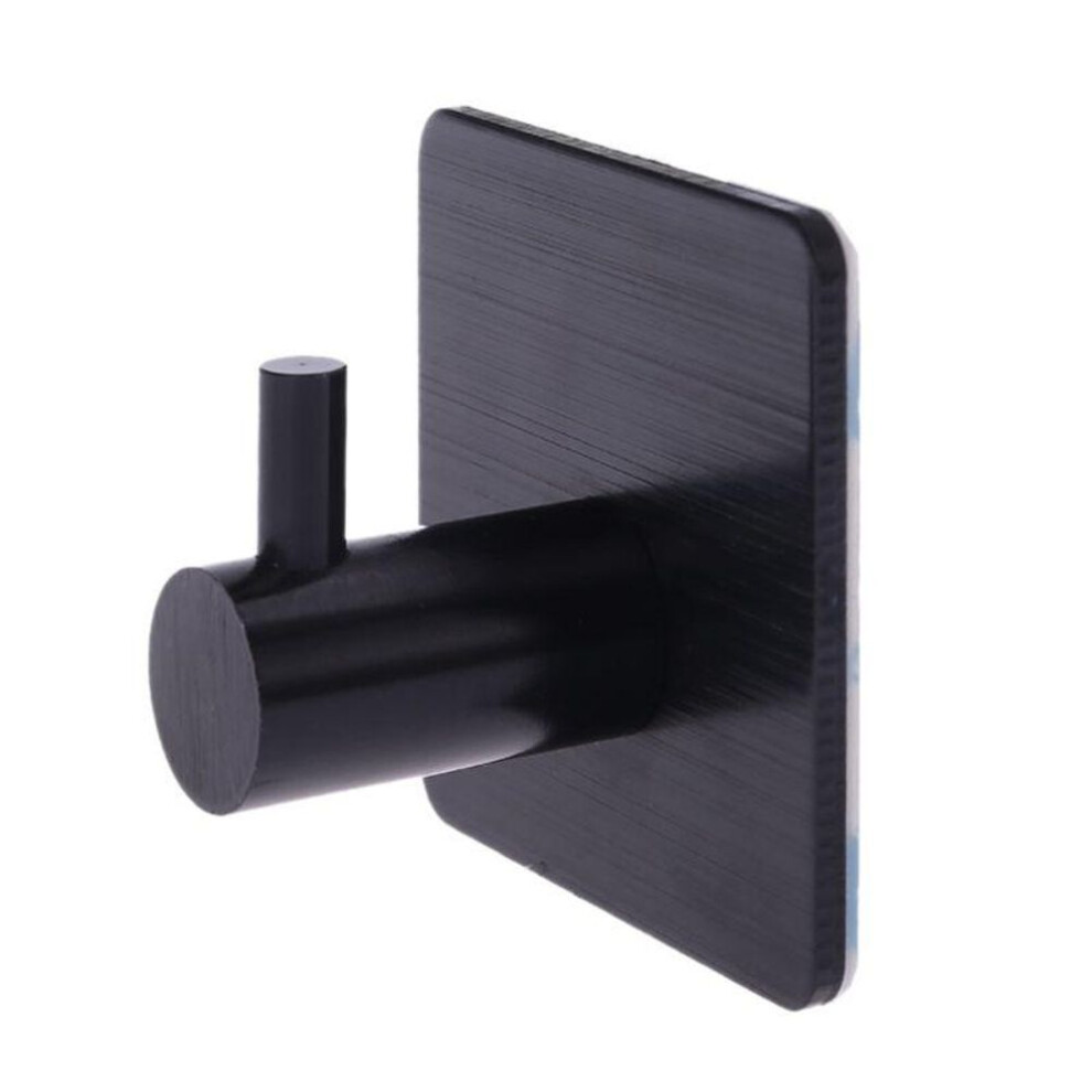 (black) Self Adhesive Home Kitchen Wall Door Hook Key Holder Rack Towel Hanger Bathroom Rack Hooks