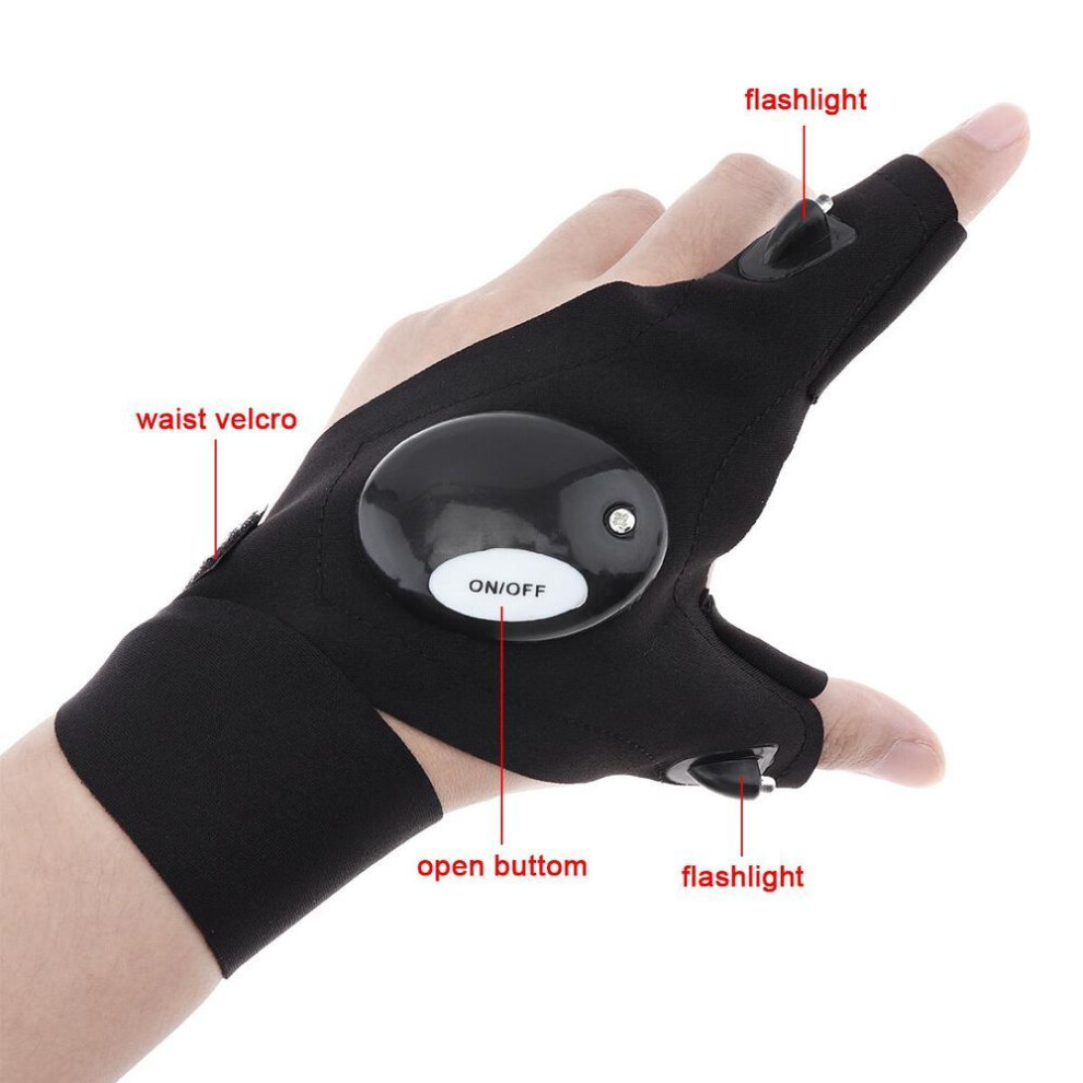 Left+right Adjustble Elastic Repairing Finger Light Fishing Magic Strap Finger Glove Led Flashlight