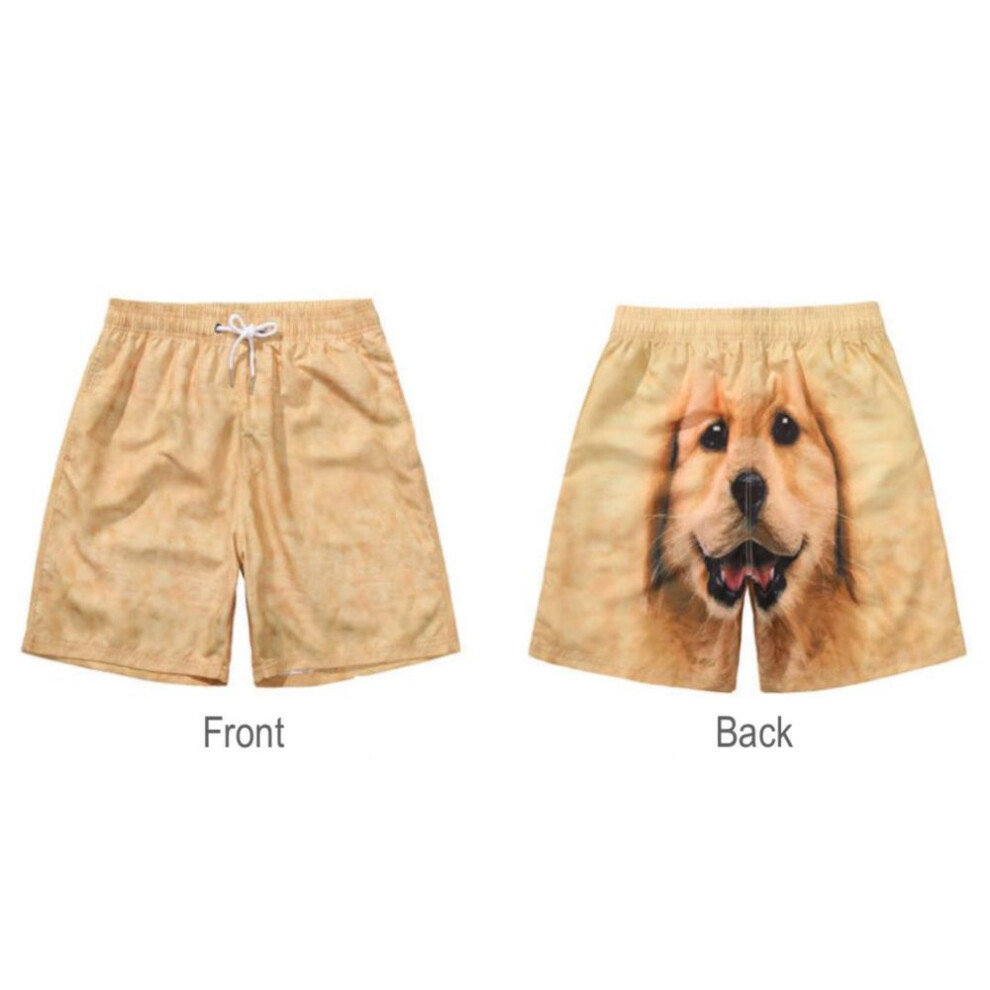 (yellow, L) Funny Cute Cartoon Beach Pants Quick-drying Sweatpants Golden Retriever Husky Shorts Couple Casual Walking Home Pajama Pants
