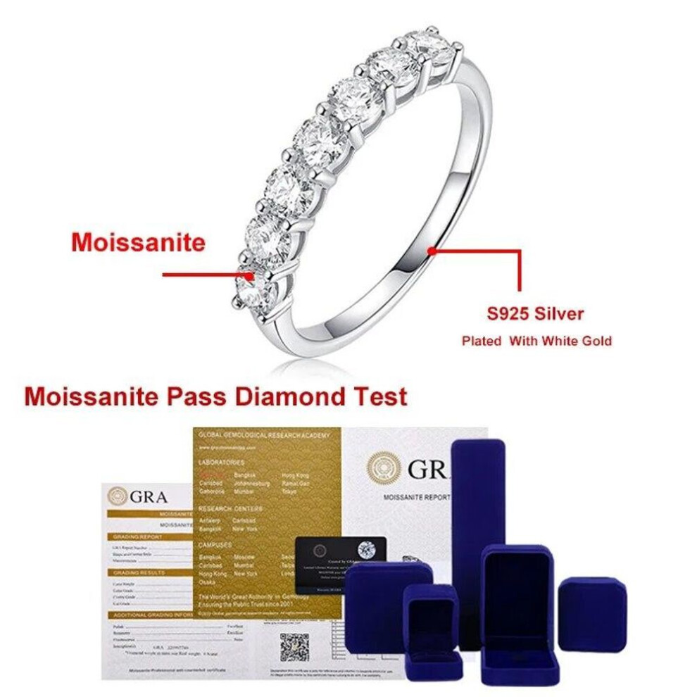 (Moissanite 9#) Full Moissanite Ring 925 Sterling Silver With 18k Platinum Plated Diamond Jewelry