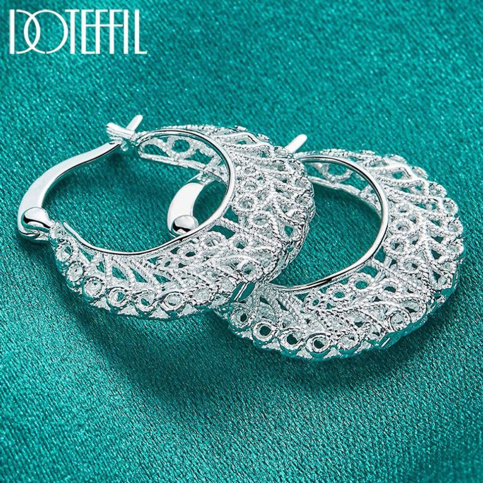 925 Sterling Silver Fashion Openwork Pattern Earring Jewelry