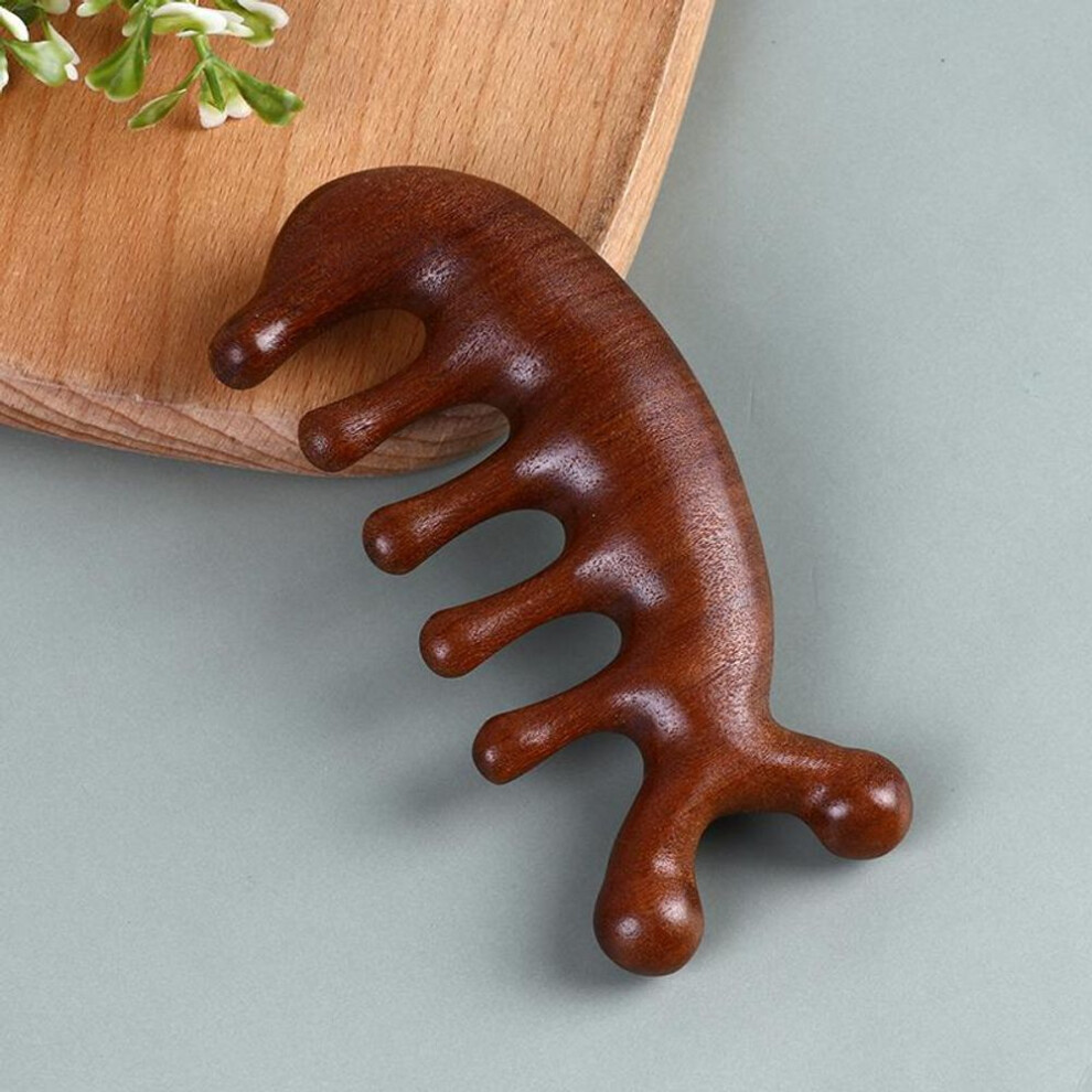 Sandalwood Massage Comb Head Meridian Scalp Shoulder Neck Anti-Static Wide Tooth