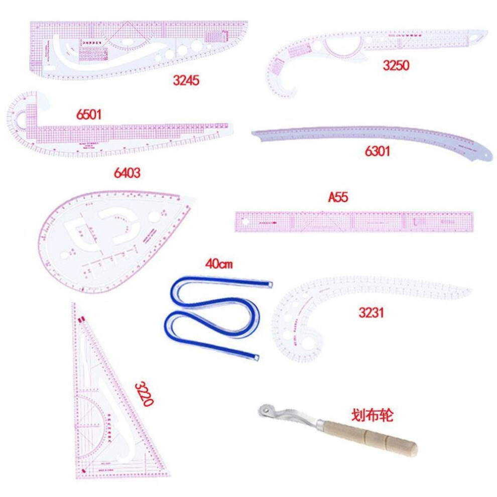 (10pcs/set-01) French Curve Cutting Rulers Ruler Sewing Tools Accessories Tailor Measuring Kit Drawing Yardstick Sleeve Arm  DIY Sewing Accessories HMM