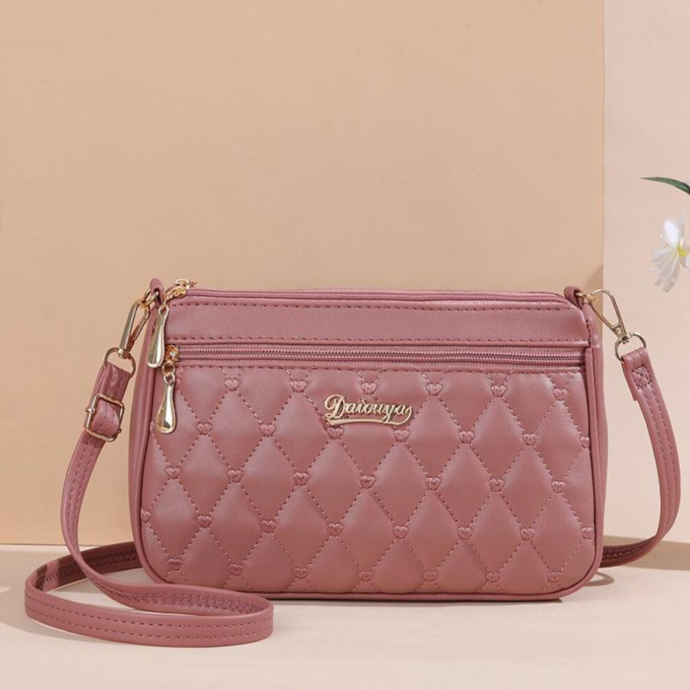 (pink, 25x6x17cm) Pretty Embroidery Sling Bag Women Multiple Pockets and Large Capacity Shoulder Bag Fashion Women Bag