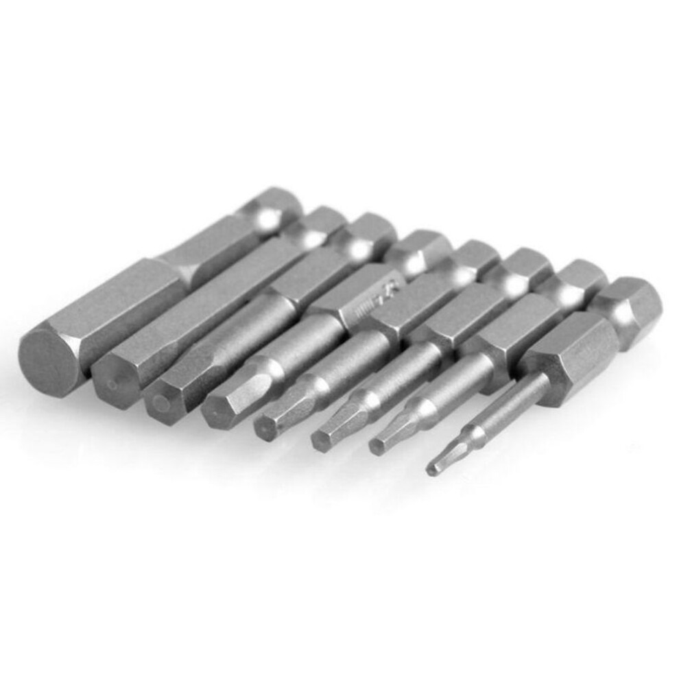 8pc 1/4 Hex Key Allen Bit Quick Change Magnetic Handle Driver Steel Power Drill