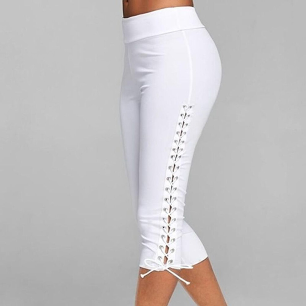 (white, 6XL) Women High Waist Cropped Trousers Pants Elastic Bandage Leggings  Seamless Gym Fitness Pants Plus Size