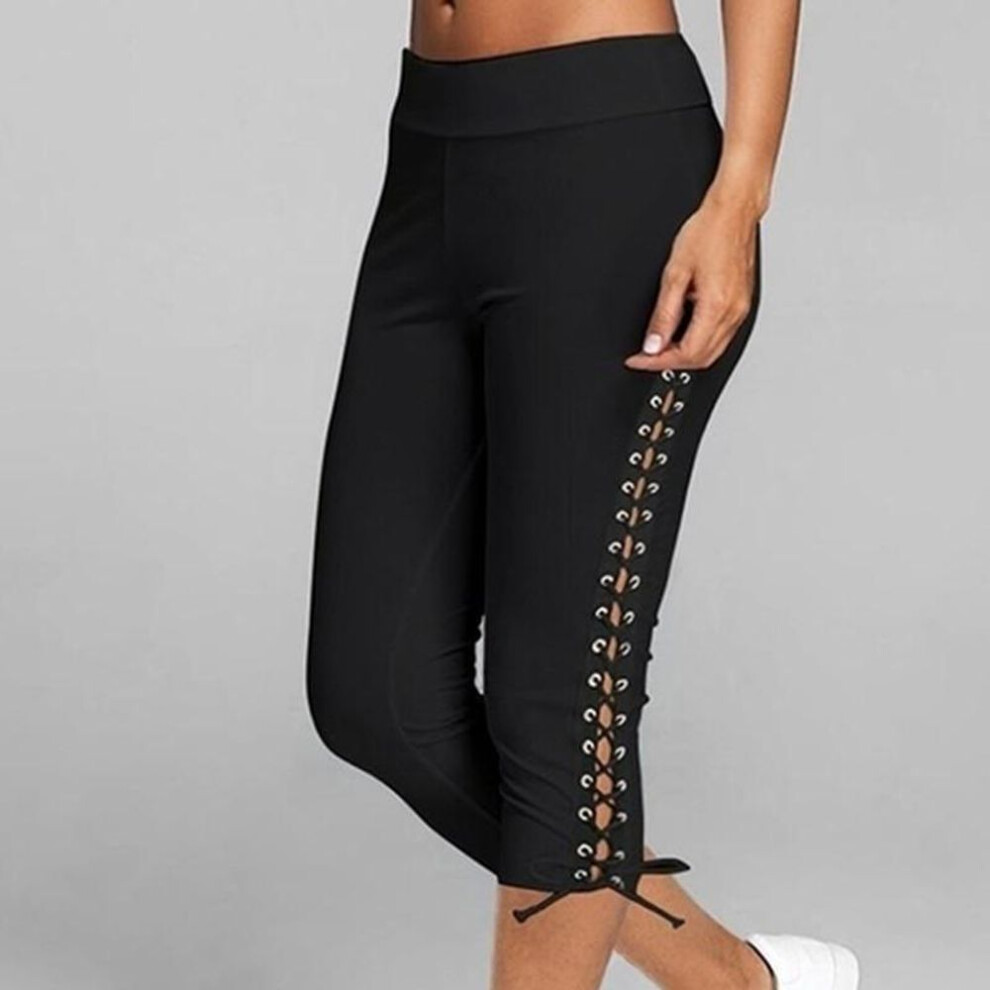 (black, 3XL) Women High Waist Cropped Trousers Pants Elastic Bandage Leggings  Seamless Gym Fitness Pants Plus Size