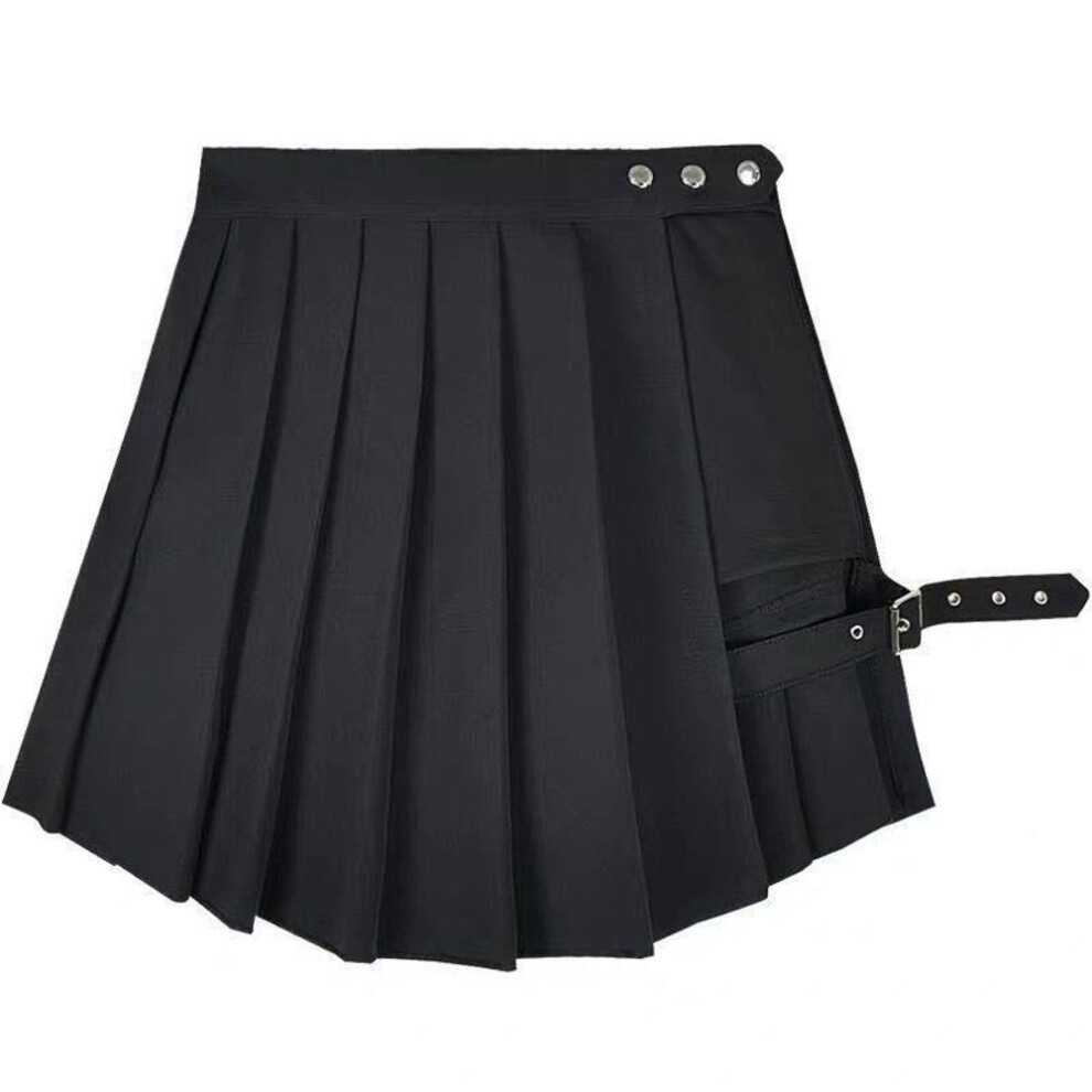 (4XL, black) Gothic Split Pleated Skirt Women Irregular Mini Short Skirts Fashion Trend Punk Streetwear 4xl Plus Size Sexy Bottoms Y2k Female Clothes
