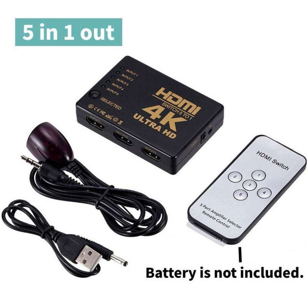 4k Hdmi Switcher 5 In 1 Out Hdmi-compatible Splitter Switch Adapter Hd-mi Selector Video Box Adapter With Ir Remote For Pc Hdtv Dvd Ps4