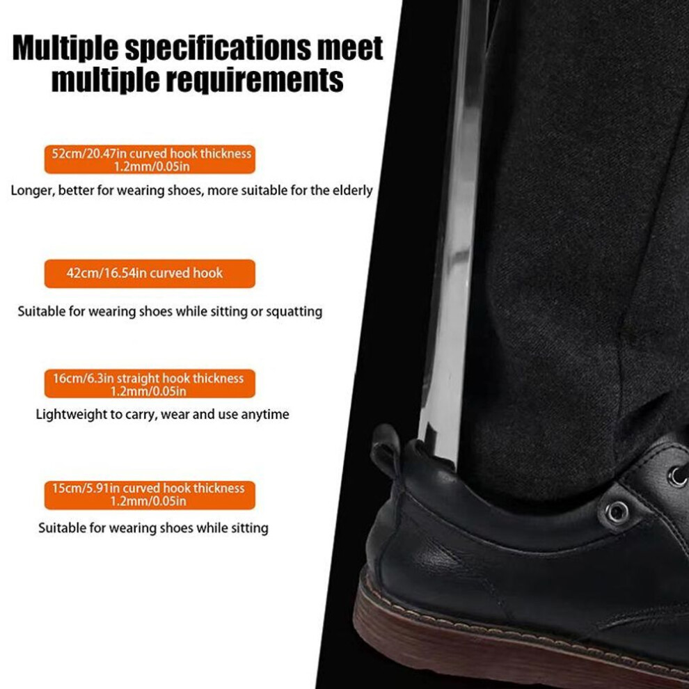 52Cm Extra Long Shoe Horn Stainless Steel Silver Metal Shoe Remover Shoehorn Lifter Aid Slip Pull Tool Home No Need To Bend Over