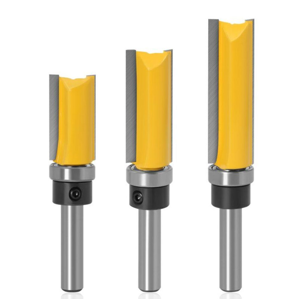 (yellow, 3pcs) 1/3pc 8mm Shank Template Trim Hinge Mortising Router Bit Diameter 15.9mm Straight End Mill Trimmer Cleaning Flush Bit