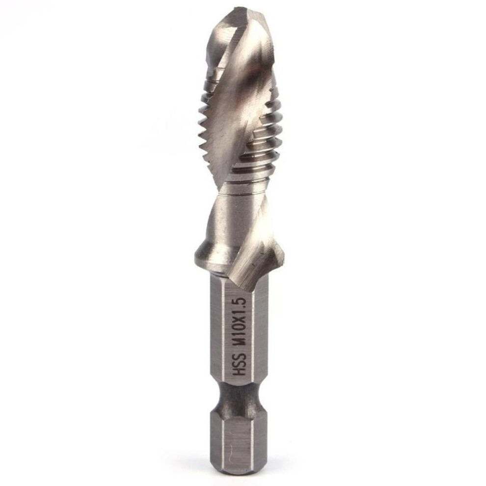 6pcs M3-m10 Screw Tap Drill Bits Hss Taps Countersink Deburr Set Metric Combination Bit High Speed Steel 1/4 In Quick Change Hex