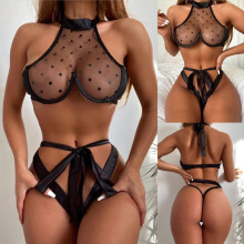 (black, M) Nikitas Women's Fashion Sexy StrapsTwo-Piece Suit Solid Color Wireless Bra Sexy Underwear Panties
