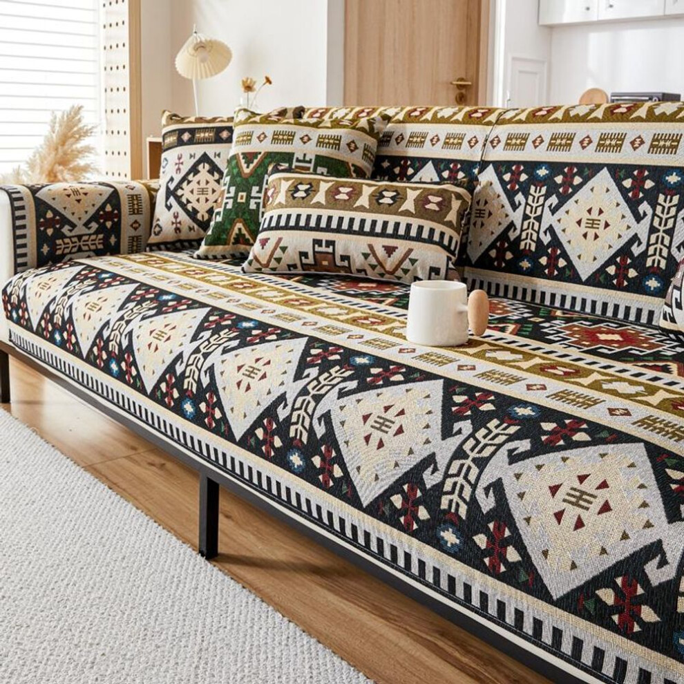 (black, 90x240cm) Luxury Sofa Cover Chenille Couch Armrest Back Towel Edge Anti-slip Slipcover Seat Cushion Corner Sofa Towel