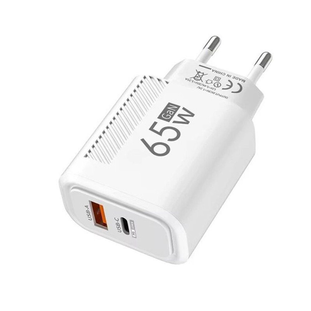 (white, EU Plug) Total 65W USB C Charger GaN Fast Charging Wall Charger For iPhone Samsung Xiaomi Quick Charge EU/US Plug Phone Charger Adapter