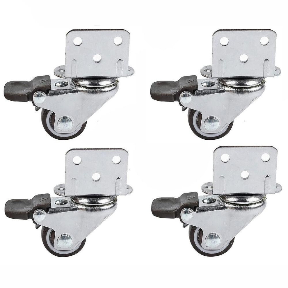 4pcs Small Swivel Plate Caster  L-bracket Locking Casters Side Mount Castors  Furniture