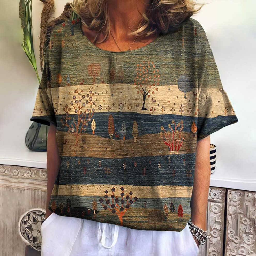 (5XL, as the picture) Summer Plaid 3d Print T Shirt For Women O Neck Casual Sweatshirt New Tees Harajuku Clothing Loose Short Sleeve Blouse Female Fashion Tops