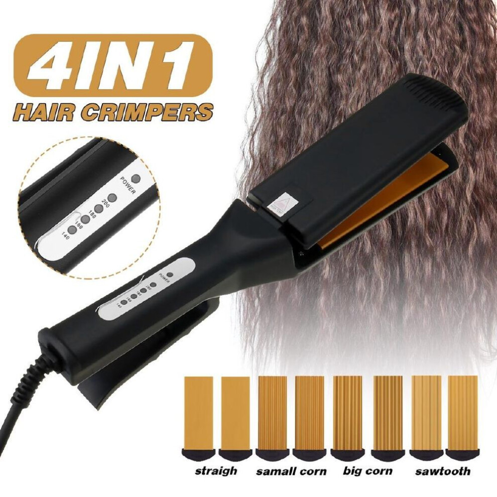 4 In 1 Hair Salon Wave Straightener Curler Ceramic Curling Styler Corn Wave Interchangeable Curling Irons Crimpers