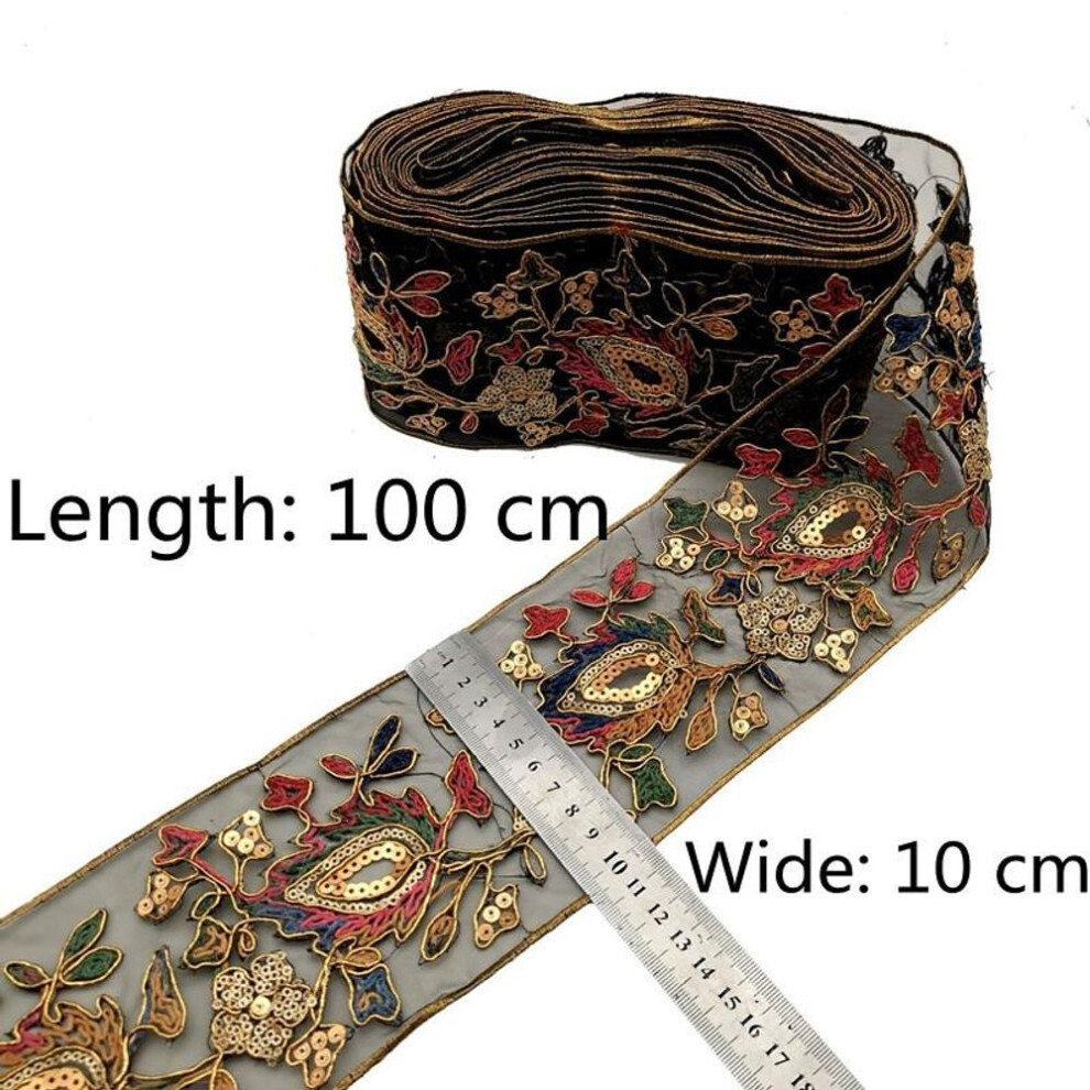 100 Cm Retro Gold Sequins Lace Trims Webbing Embroideried Lace Ribbons Fabric For Dance Dress Bag Diy Sewing Accessories