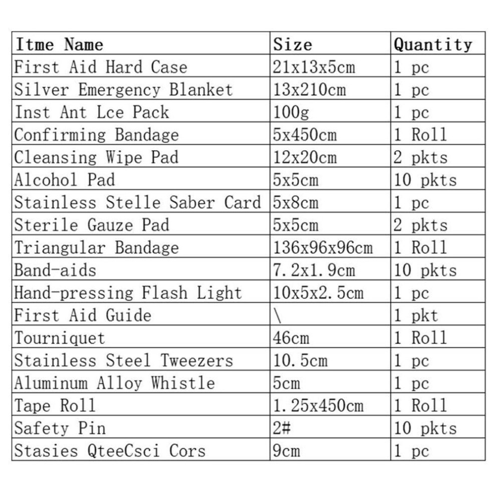 18 Items Portable Travel First Aid Kits For Home Outdoor Sports Emergency Kit Emergency Medical EVA Bag Emergency Blanket