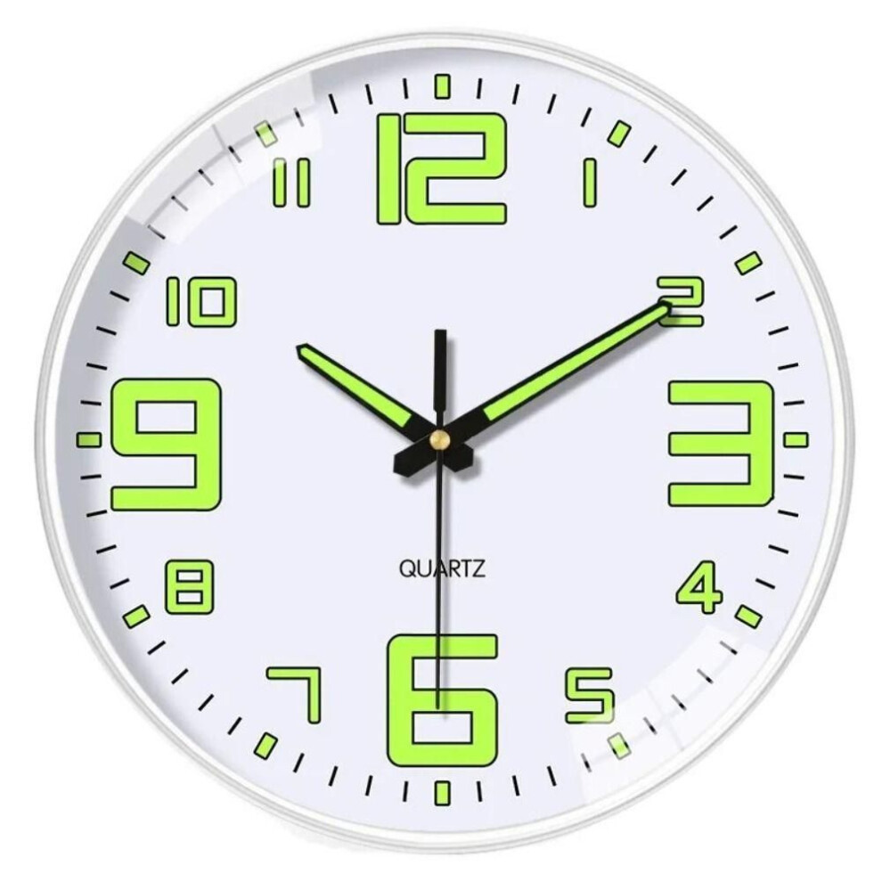 (C) Round Luminous Wall Clock Silent Digital Clock Light Glow In The Dark Quartz Wall Clock  Home