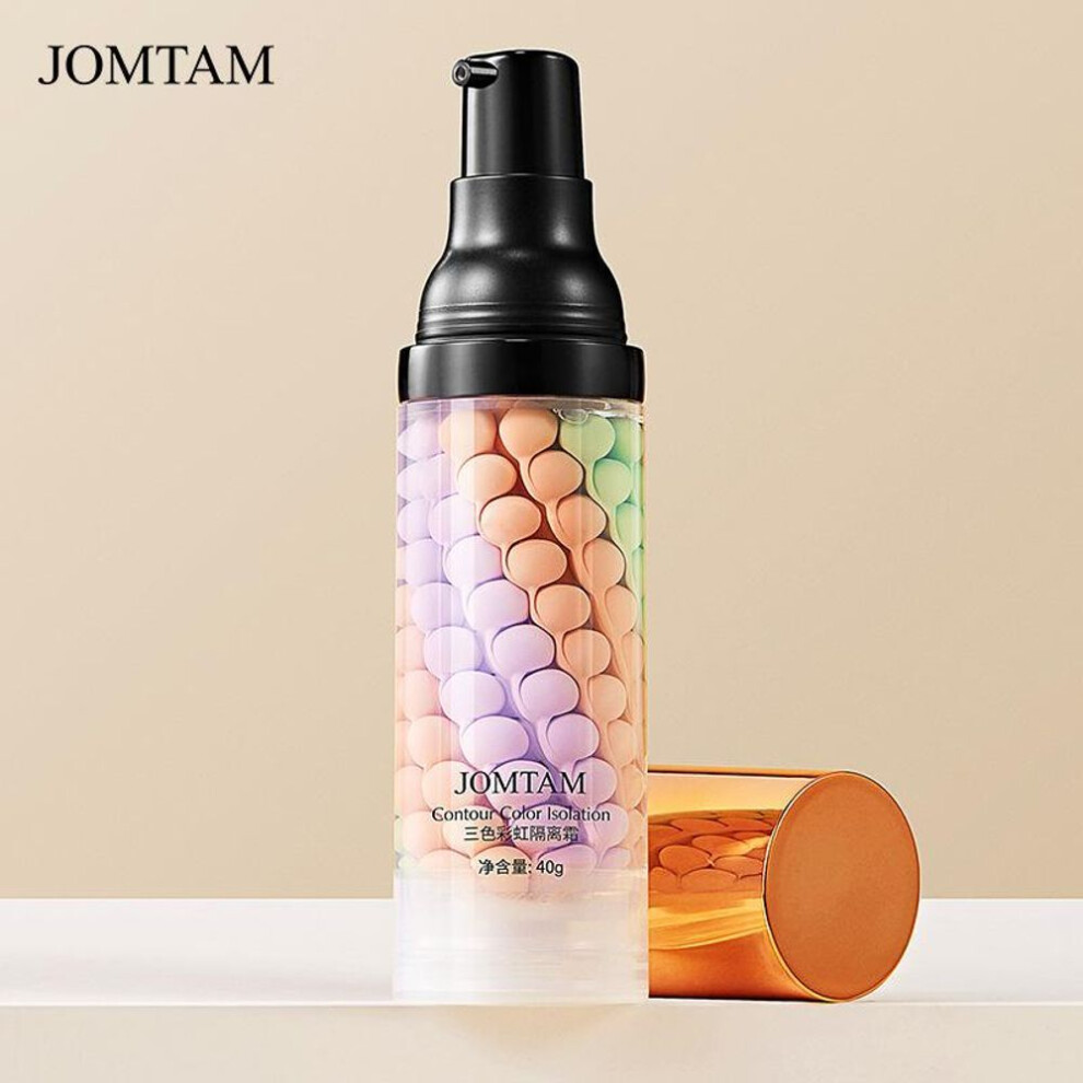 (as the picture, 40g) Three-color Rainbow Isolation Cream Brighten Skin Tone Refreshing Moisturizing Makeup Primer Natural Nude Makeup Skin Rejuvenation Foundation