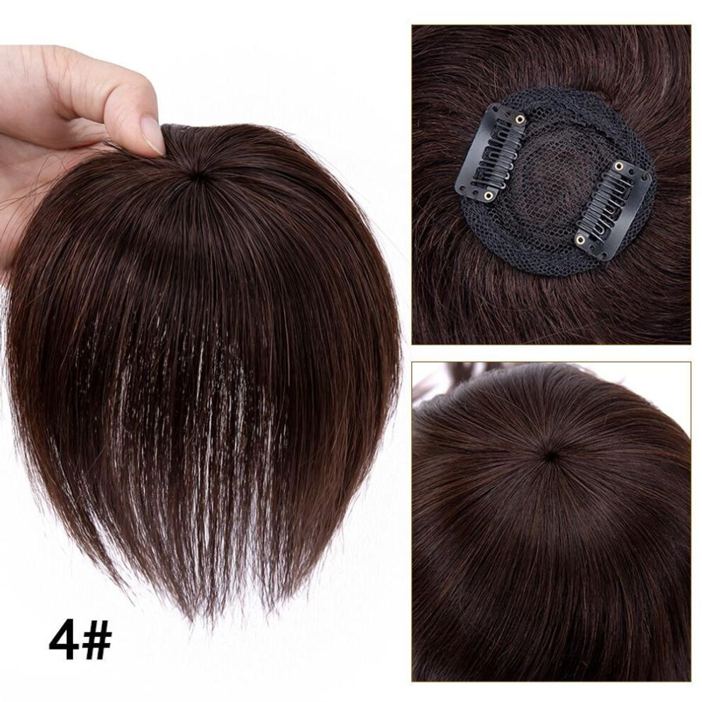 Synthetic Hair Pieces For Women Top Hairpieces 2 Clip In Hair Extensions 17cm Short Straight Dark Brown Black Color