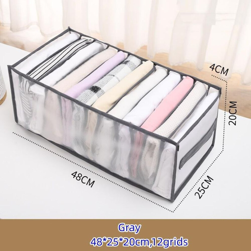 (gray, 48*25*20cm,12grids) Clothes Storage Organizer Cabinets Drawers Separator For Bedroom Drawers Storage Box Wardrobe Organizer For Socks Underwear