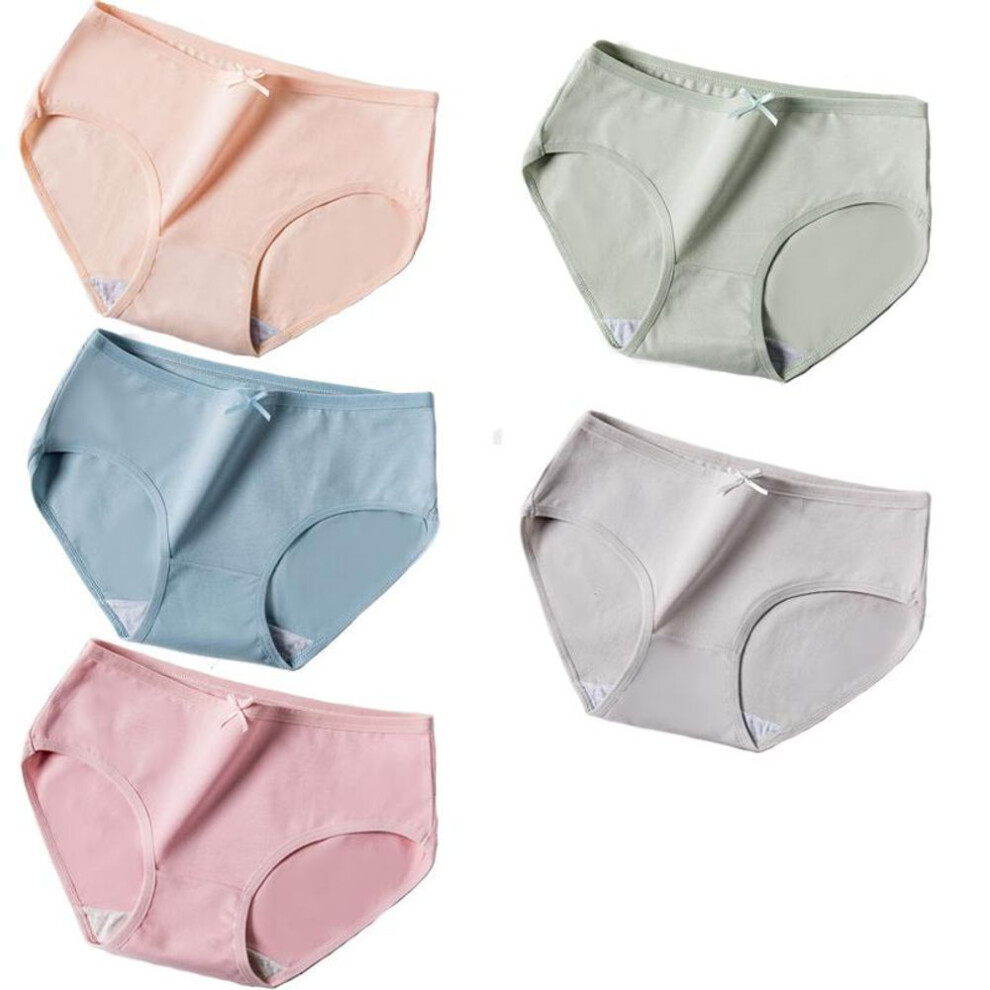 (as The picture, XXL) 5pcs Cotton Panties Breathable Women Underwear Briefs Solid Pantys Ladies Underpants