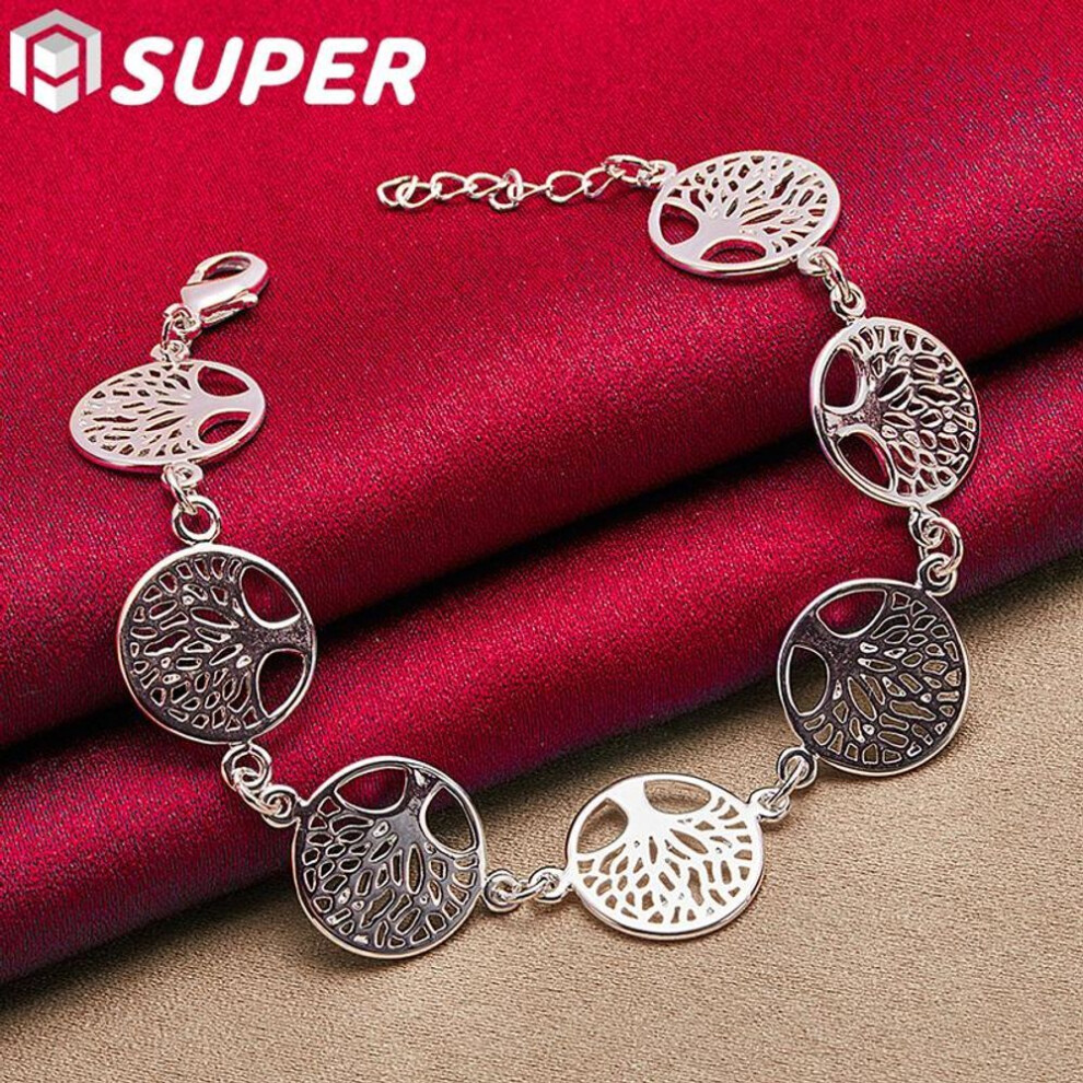 (20cm) 925 Sterling Silver Tree Of Life Chain Bracelet Jewelry