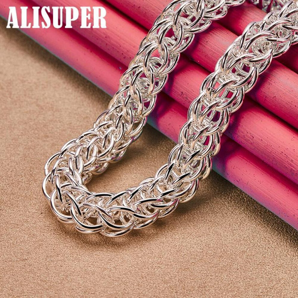 (45cm) 925 Sterling Silver Many Circles Chain Necklace Jewelry