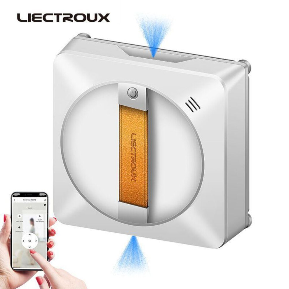 (white, APP) Robot Window cleaner LIECTROUX YW710 ,Dual Water Spray,Smart Memory,High Vacuum Suction, Laser Sensor, Home Wall Glass Cleaning Robot