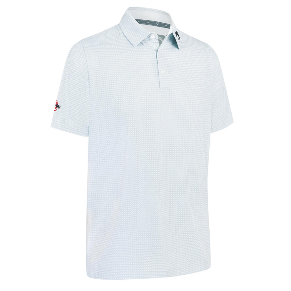 (L, Bright White) Callaway Golf Mens 2025 Odyssey Print Moisture Wicking Stretch Golf Polo Shirt