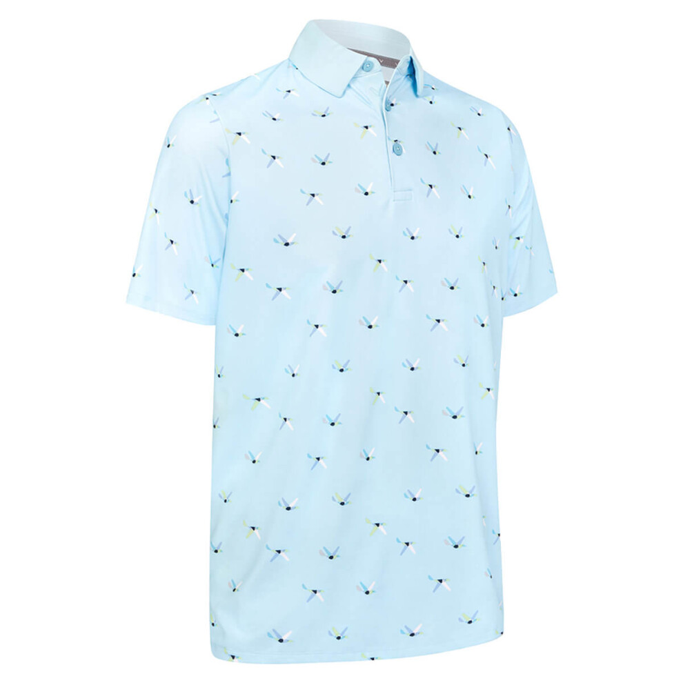 (XL, Arctic  Paradise) Callaway Golf Mens 2025 All Over Birdie Moisture Wicking Golf Polo Shirt