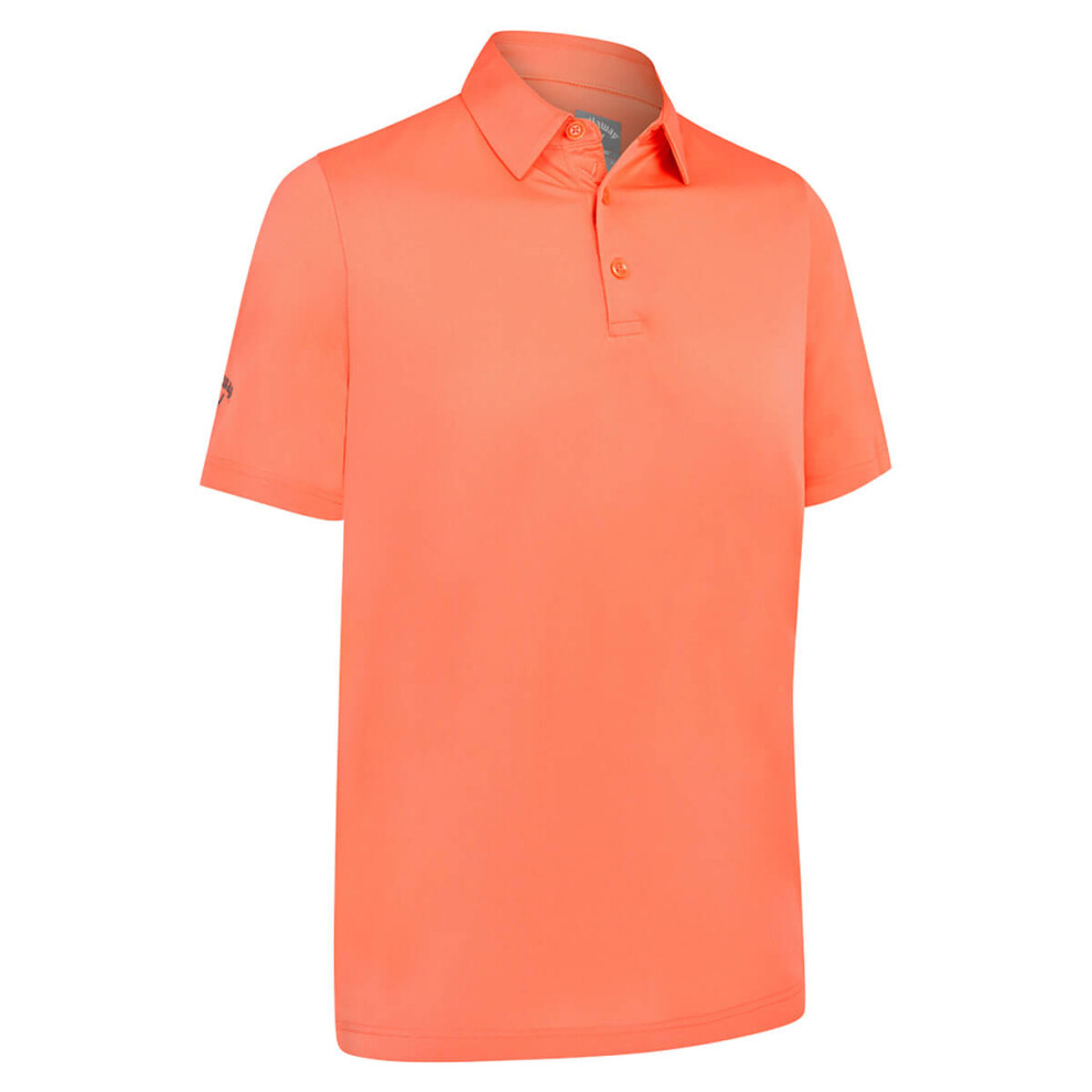 (XXL, Coral Chic) Callaway Golf Mens 2025 Swingtech Solid Stretch Moisture Wicking Polo Shirt