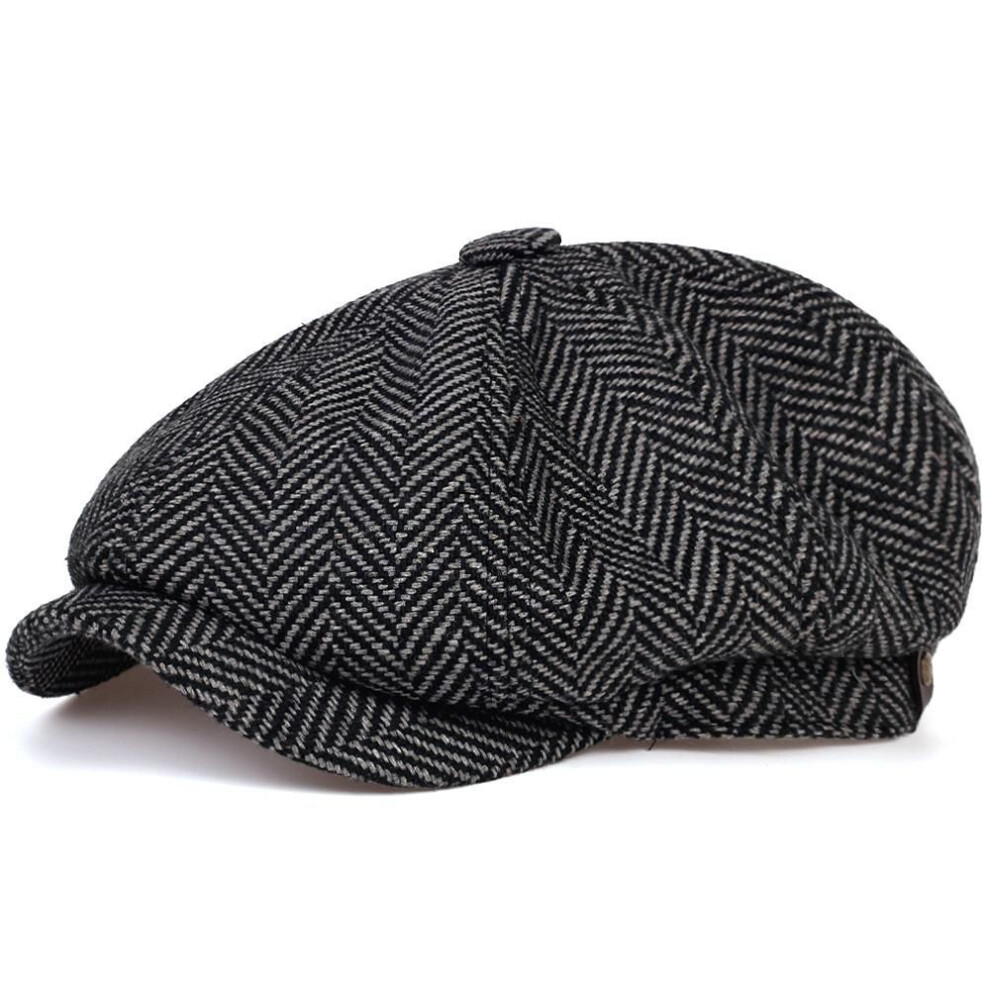 (dark grey) Fashion Wool Newsboy Caps Mens Herringbone Flat Caps Women Men British Painters Hats Soft Autumn Winter Caps Hats Casquette
