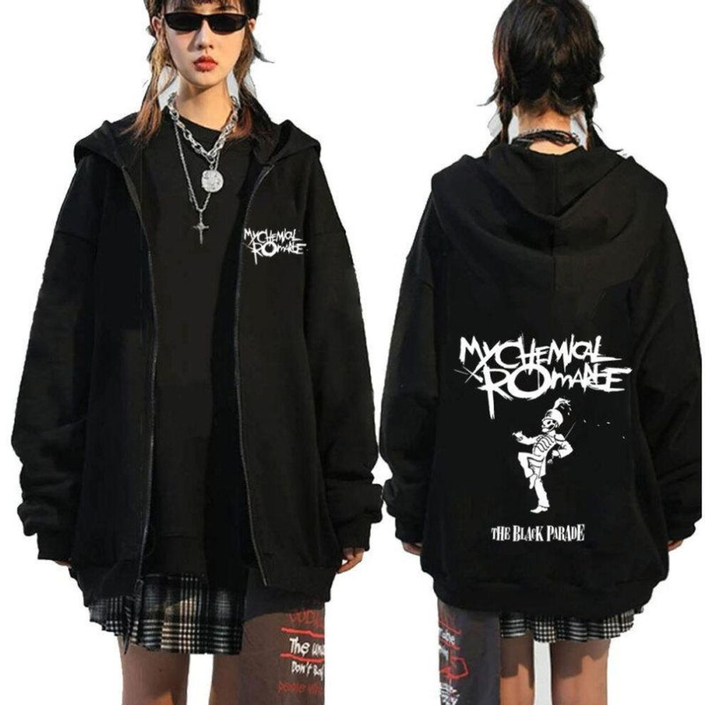 (S, as the picture) My Chemical Romance Mcr Dead Zipper Hoodie Black Parade Punk Emo Rock Zip Up Sweatshirt Men&apos;s Fashion Vintage Hip Hop Hoodies