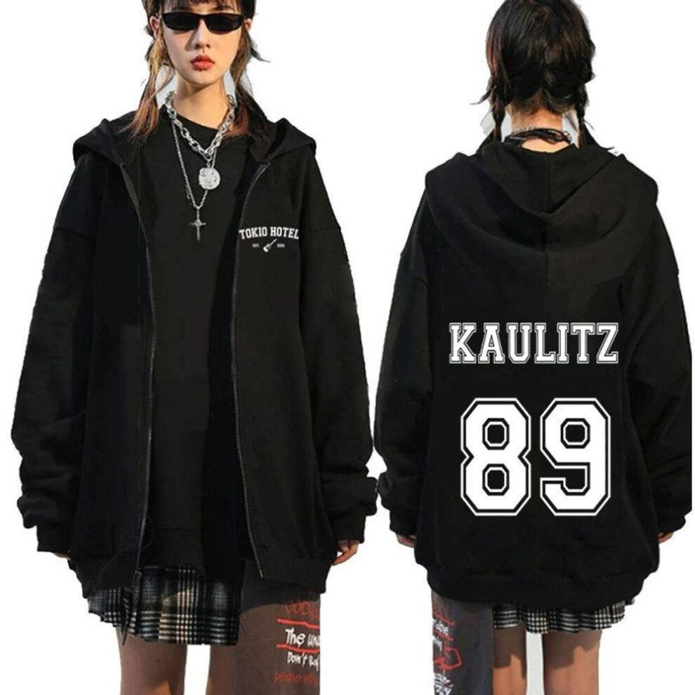 (L, black) Rock Band Tokio Hotel Kaulitz Zipper Hoodies Men&apos;s Clothing Autumn Winter Zip Up Hooded Sweatshirts Casual Vintage Hoodie Jacket