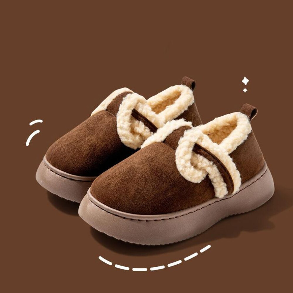 (as the picture, 40/41) Winter Snow Boots For Women Comfortable Outdoor Anti-slip Ankle Boots Suede Warm Fur Lined Booties Indoor Flat Platform Loafer Shoes