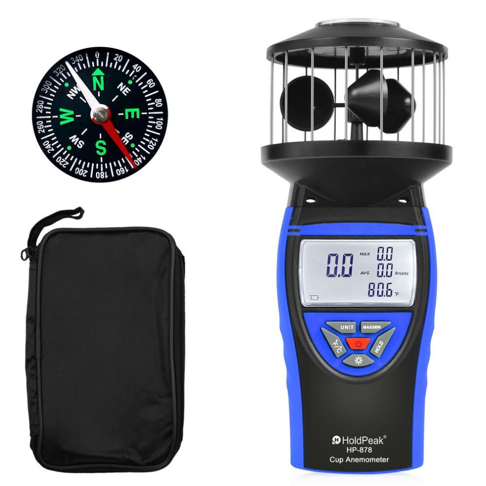 Handheld Wind Meter, Hp-878 Digital Anemometer Displays Wind Temperature, Air Volume, Wind Speed/direction With Lcd Backlight
