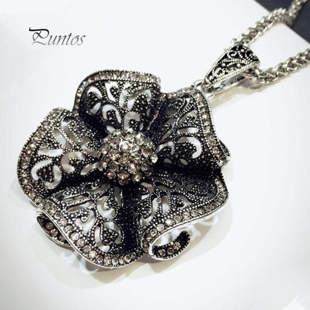 Retro Flower Women Necklace Chain Jewelry