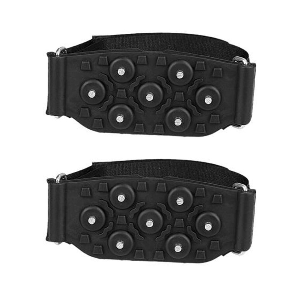 1 Pair Ice Cleats 7 Spikes Adjustable Fastener Tape Portable Anti-slip Winter Outdoor Climbing Hiking Shoes Boots Ice Snow Grips Crampons Gripper