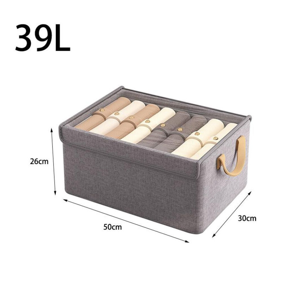 (grey, 50*30*26cm) Steel Frame Folding Storage Boxes With Cover Dust-proof Moisture-proof Clothes Trousers Socks Home Organization Drawer Wardrobe Storage Box
